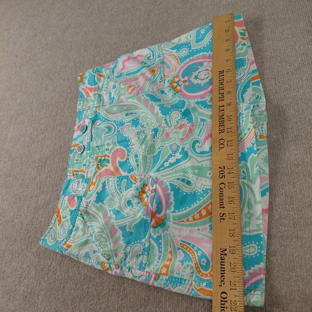 New York & Company Womens Size 12 Skort Paisley Pink Blue Green Colorful Skirt - Picture 6 of 14